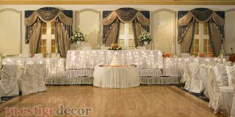Traditional hall commercial curtains close