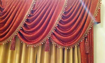 Traditional swags and silk draperies