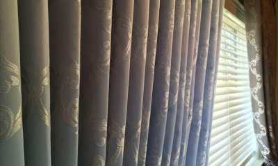 Closeup of the drapery fabric in Oakville home