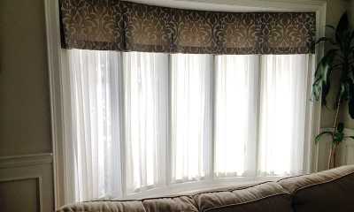 Valance with sheer combo adds style to this bay window