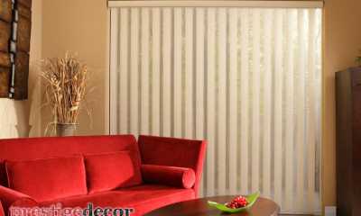 The semi-room darkening position on our vertical blinds provides privacy while allowing light to enter.