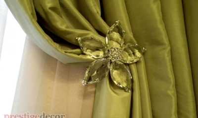 Green silk drapery fabric