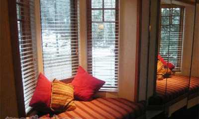 Orange Stripe Bay Window Seat Cushionse