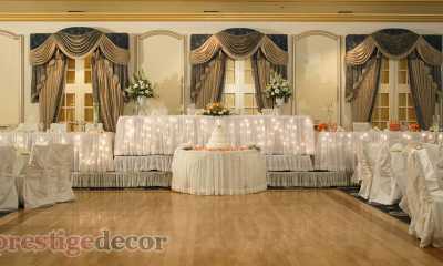 Traditional hall commercial curtains close