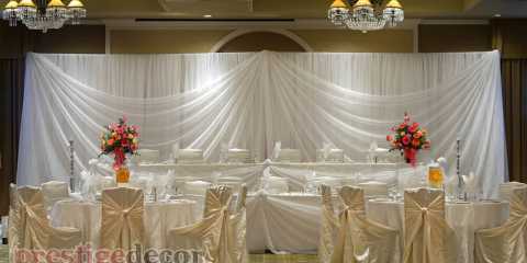 Wedding head table curtains