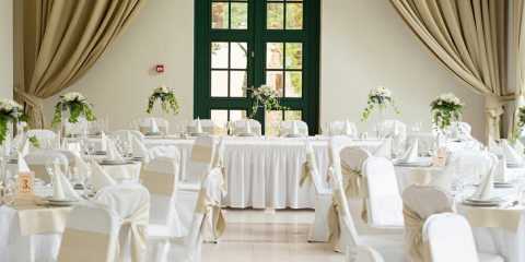Wedding reception window treatments