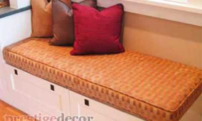 Orange Pattern Window Seat Cushion Fabric