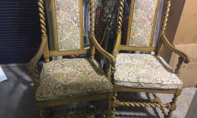 Photo of traditional chairs before our upholstery - check out the next photo to see them after upholstery.