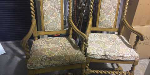 Photo of traditional chairs before our upholstery - check out the next photo to see them after upholstery.