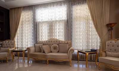 custom curtains with sheers and matching furniture upholstery
