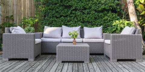 Patio with Rattan Garden Outdoor Furniture