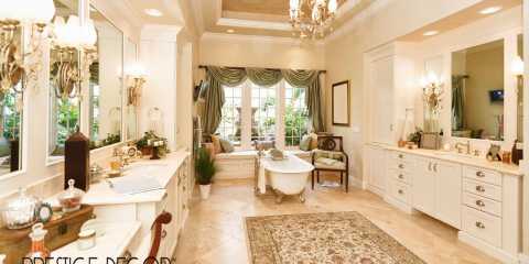 Luxury Custom Bathroom With Custom Window Coverings