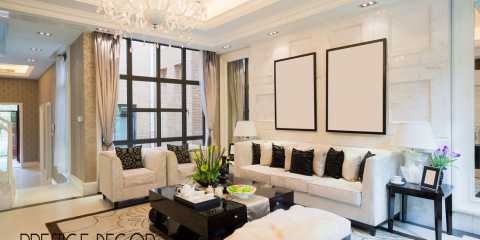 Modern And Luxury Living Room With Custom Window Treatment