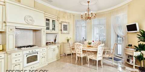 Classical Kitchen With Custom Window Covering