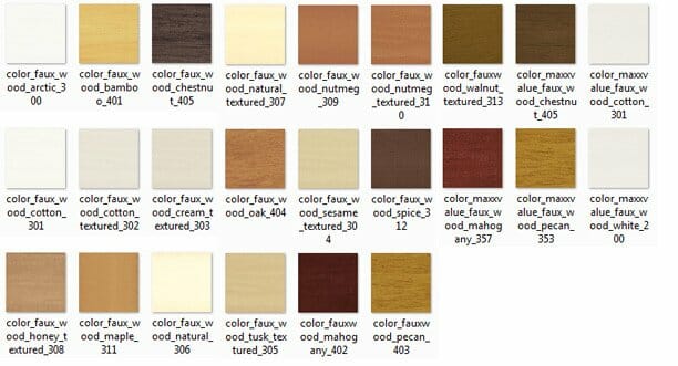 Two inch Faux Wood blinds colours