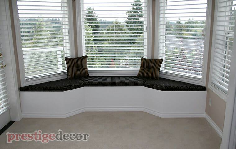 Bay Window Seat Cushions - Black Stripe Fabric