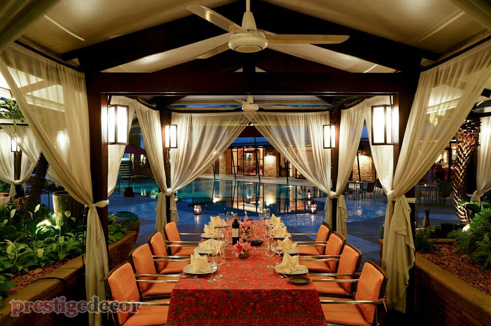 hotel restaurant gazebo curtains